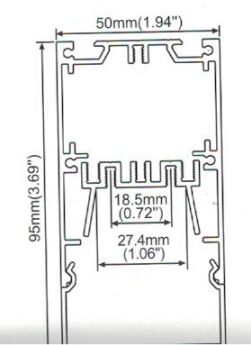 Super Wide 27.4mm LED Channel Slim LED Profile(H):95mm x 50mm(W) 1 meter (39.4inch) LED Line lighting Channel